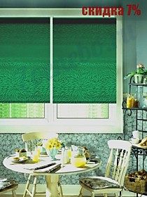 Рулонные шторы. 100% защита от солнца "Подсолнух". Цвет: Зелёный